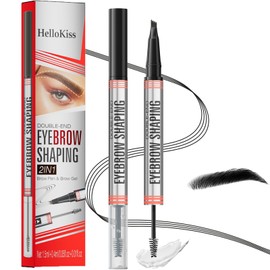 2-in-1 Brow Pen, 2025 New Eyebrow Pencil with 4-Fork-Tip & Precise Brush-Tip, Create Natural Hair-Like Brows, Last All-Day(Black)