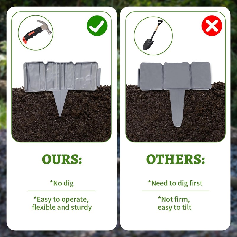 Garden Edging Border NO DIG, Imitation Stone Effect Garden Lawn
