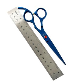 Cynamed 1 Each- Hair Cutting Scissors With Finger Rest - Titanium Blue Razor Sharp