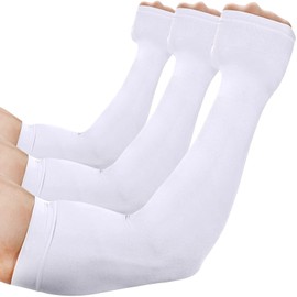 beister - Mangas de enfriamiento con protección UV, para el brazo para el verano, para mujeres y hombres, protección solar, para el pulgar, 3 pares (blanco), Talla única