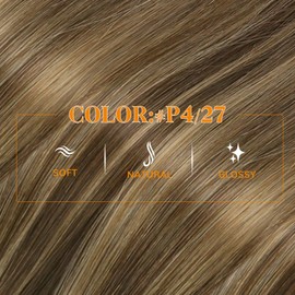 Easyouth Nanos Bead Hair Extensions Human Hair Brown Highlights 18 Inch Natural Nano Extensions Keratin Hair Brown to Strawberry Blonde Nano Ring Hair Extensions Dream Hair 50g/50s