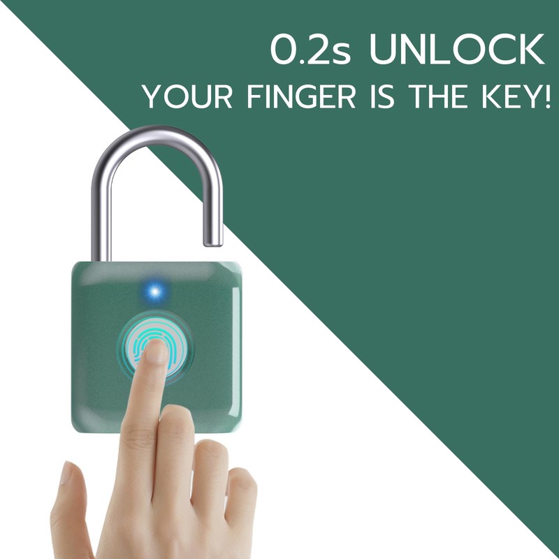 Pothunder Fingerprint Padlock, Smart Metal Keyless Fingerprint Lock, Waterproof, USB