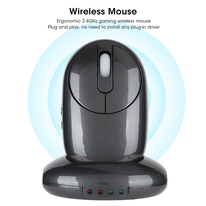 Wireless Mouse with Charging Base 4 Port USB Hub 5