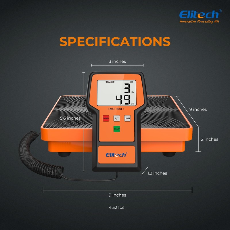 Elitech LMC-100F+ Refrigerant Charging Weight Scale 110Lbs Freon Scale High