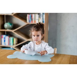 Kindsgut Placemat Bear Placemat, Placemat in Child-friendly Design and Subtle Colours, BPA Free, Aquamarine