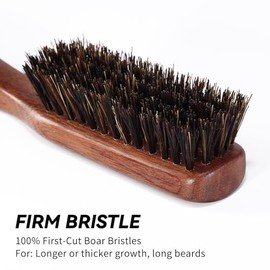 BESTOOL Hair Brush, Boar Bristle Beard Brush for Daily Beard Care, Men's Brush with Beech Wood Handle (Brown)