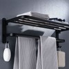 Household Bathroom Toilet Wall Mounted Folding Towel Rack Space Aluminum