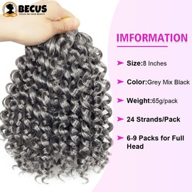 BECUS Gogo Curl Crochet Hair for Black Women, 5 Packs Crochet Braids, Deep Wavy Beach Curl, Crochet Synthetic Hair Extensions (Grey)
