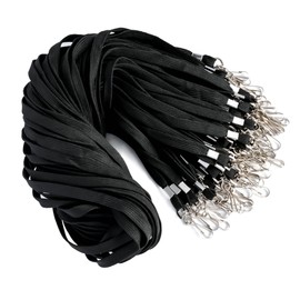 LOCONHA 100 Pack Black Lanyards Badge Lanyards for ID Badges with Badge Clip Swivel Hook
