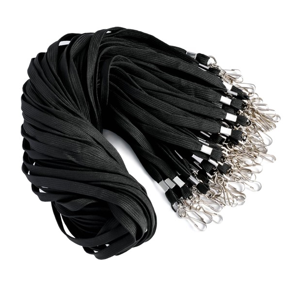 LOCONHA 100 Pack Black Lanyards Badge Lanyards for ID Badges