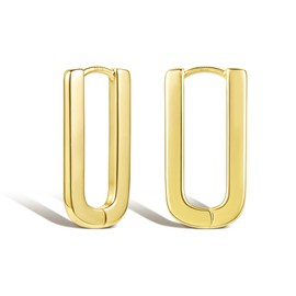 ALEXCRAFT Square Gold Hoop Earrings for Women, 14K Goldplated Small Square Rectangle Hoop Earring Hypoallergenic 925 Sterling Silver Small Trendy Gold Rectangle Huggie Hoop-Earings for Women Lady