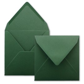 FarbenFroh Series Square Envelopes in Moss Green 15.5 x 15.5 cm without Window, with Wet Seal, 110 g/m², for Invitation Cards for Wedding, Birthday and More, Pack of 100