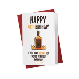 Karto 70th Birthday Card for Him Her - 70th Anniversary Card - 70 Years Old Birthday Card for Brother Sister Friend - Happy 70th Birthday Card for Men Women Whisky