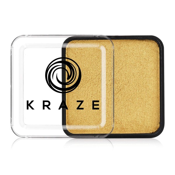 Kraze FX Square - Metallic Gold Face Paint (25 gm) - Hypoallergenic, Non-Toxic, Water Activated Professional Face & Body Painting Makeup Supplies for Sensitive Skin, Kid Safe, Adults