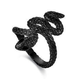 praymos Punk Ring 925 Sterling Silver Rings Men Gothic Snake Ring Rock Jewellery Slytherin Adjustable for Women Men