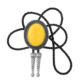 KECOL Men Western Handmade Bolo tie Emerald Stone Neckties Necklace, Yellow2, One Size