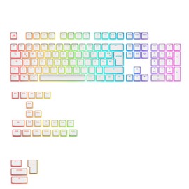 Glorious Gaming - GPBT Aura RGB Keycaps: Pudding Style Keycaps, Double-Shot PBT, Translucent, for Mechanical 100%, 75%, 65% and 60% Special Keyboards, White, German QWERTZ Assignment