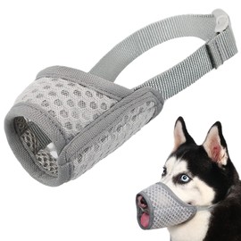 Mayerzon Dog Muzzle, Puppy Soft Mesh Muzzle for Small Medium Large Dogs Chihuahua Poodles Beagle Dachshund Corgis Labrador for Biting Chewing Grooming That Allows Panting Drinking(L, Grey)