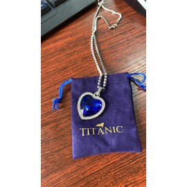 Titanic Heart of Ocean Blue Heart Love Forever Pendant Necklace + Velvet Bag