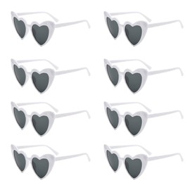 Miaija 8Pieces Heart Shaped Sunglasses White Women's Bachelorette Party Sunglasses Vintage Love Heart Sunglasses for Funny Party Outdoor
