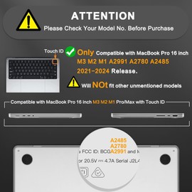 MOSISO Compatible with MacBook Pro 16 inch Case 2025 2024 2023 2022 2021 M4 M3 M2 M1 A3403 A3186 A2991 A2780 A2485 Pro Max Chip,Ultra-Thin Natural Original Color Protective Hard Case,Space Black Clear
