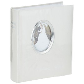 Pioneer Photo Albums WAF-46/ST 200 Pocket Ivory Moire Cover Album with Silver Tone Oval Frame and Wedding Album Text for 4 x 6-Inch Prints