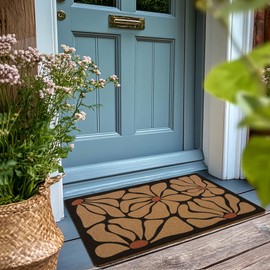 XLDLIOO Boho Abstract Floral Door Mat Doormat, Black and White Flower Welcome Front Door Mat Indoor Outdoor Entrance, Boho Artificial Coir Doormats Rugs for Porch Patio Entryway Home Decor 30x17in