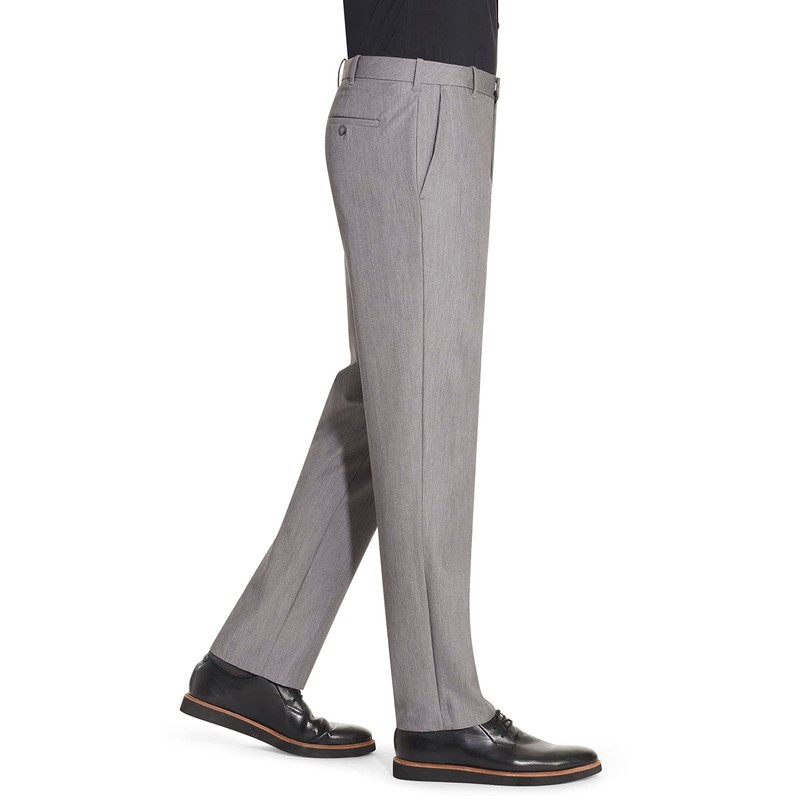 Van Heusen Men's Flex Straight Fit Flat Front Pant, Silver