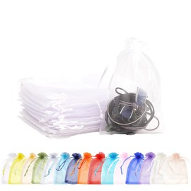 MORAINJAY Pack of 100 white organza bags, 10 x 15 cm, gift bags, organza bags with drawstring, as a wedding candy bag, jewellery bag, Christmas gifts, birthday party