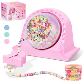 Hicdaw Bead Spinner Kit, Electric Bead Spinner for Easy Jewelry Making- Clay Beads Spinner with 2 Bead Spinner Needles for Crafting - Bracelet Maker and Necklace Bead Spinner for Making,Pink