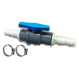 Maintenance Tap for Pool – Includes 2 x Stainless Steel Hose Clamp – Shut-off Valve Ball Valve for Hose Diameter 32 / 38 mm