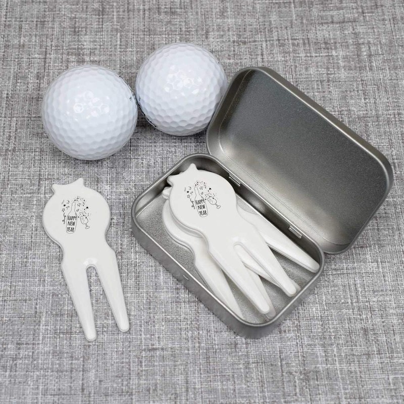 Azeeda 'Happy New Year' Golf Divot Tool/Repair Fork Gift Set