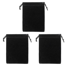 5.9 x 7.9 inches (15 x 20 cm) Accessory Gift Drawstring Bag (Color) 10. Black (Set of 3) Jewelry Pouch, Drawstring Bag, Simple, Storage Bag, Velour Style, For Presents, Portable, For Wrapping, Large,