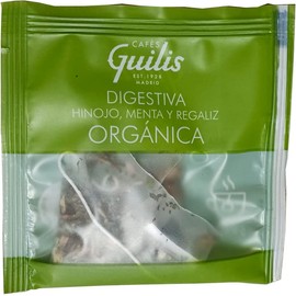 CAFES GUILIS DESDE 1928 AMANTES DEL CAFE Organic Digestive Tea from Fennel, Mint and Licorice Leaves Box 15 Pyramids - Pack of 4