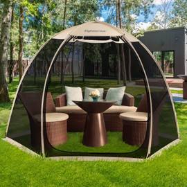 EighteenTek Screen House Gazebo, 4-6 Person Pop Up Screen Tent, Instant Screen Room with Carry Bag, Outdoor Mosquito Tent Pop-Up, Sun Shade Shelter for Patio, Garden, Backyard, Deck 10 x 10 x 7 FT