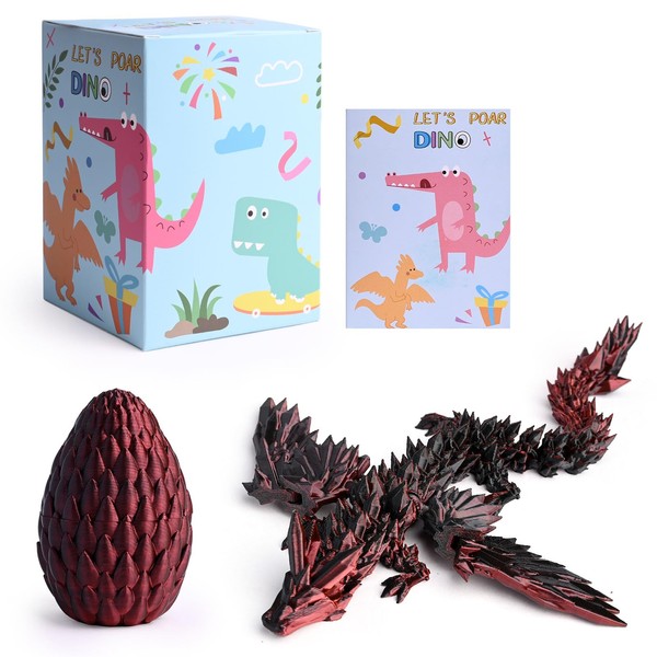 3D Printed Dragon Egg with Dragon, Crystal Dragon in the