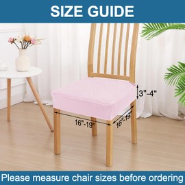 Smiry Waterproof Seat Covers for Dining Room Chairs Set of 8, Stretch Jacquard Removable Washable Chair Seat Slipcovers Protector, No Rear Covers, Pink