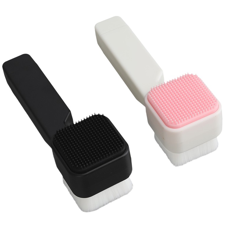 2Pcs Facial Cleansing Brush Effective Soft Black White Square Face