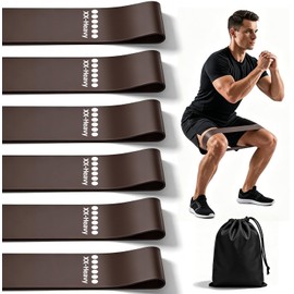 Criyar 6 Pack XX-Heavy Resistance Loop Bands, Thickened Natural Rubber Workout Bands for Legs Glutes and Strength Training, Snap Resistant Fitness Gear for Men Women, 20-55 lbs, Coffee