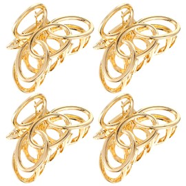 Wanmu Metal Claw Clips for Women, 4 Pcs 2 Inch Claw Hair Clips, Non-Slip Strong Clamps, Gold Hairpin for Thin to Thick Hair (Gold)