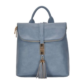 MMS Brands Miztique Diana Backpack Purse | Soft Vegan Leather Flap Over Tote Bag | 11L x 5.25W x 12H (Blue)
