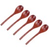 5PCS Japanese Style Wood Spoon Long Handle Soup Spoons Household