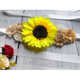 Sunflower Belt & Sash for Maternity Dress & Baby/Bridal Showers, Champagne, One Size