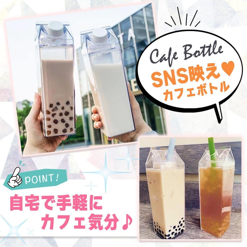 CLOGRATIA Milk Pack Shaped Drink Bottle, Milk Box, Transparent Water