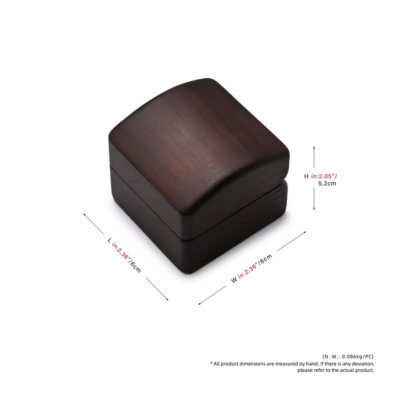 Woodten Jewelry Engagement Proposal Ring Box, Solid Wood Single Jewelry