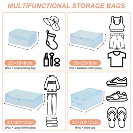 PATIKIL 6 Set Packing Cube Travel Storage Bags Packing Luggage Organizer Bag Waterproof Clothing Laundry Bag Shoe Bag for Suitcases Travel Accessories, Blue