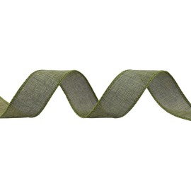 VATIN Linen Wired Ribbon,1-1/2 Inch X 10 Yard,Moss Green Burlap Wired Ribbon for Big Bow Crafts,Wreaths, Christmas Tree Decoration,Gift Wrapping