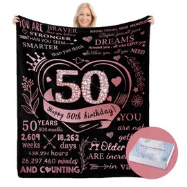 50th Birthday Blanket Gifts for Women with Gift Box, Gifts for Women Turning 50, Happy 50th Birthday Gift Ideas for Her, 50th Birthday Decorations Throw Blanket 60"x50"