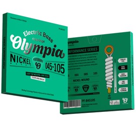 Olympia Performance Bass Guitar Strings – Long Scale Nickel Wound -4 String Sets (040–095/045–100/045–105) (Light Top, Medium Bottom: (P45105))