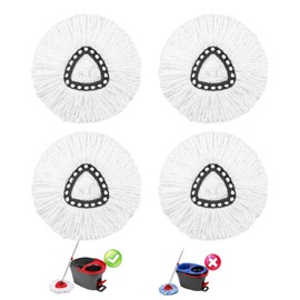 Wa.IE Jiemi Mop Replacement Heads - 4 Pack Microfiber Refill Heads Universal for O Cedar Spin Mop Triangle Shape (4pc-White)